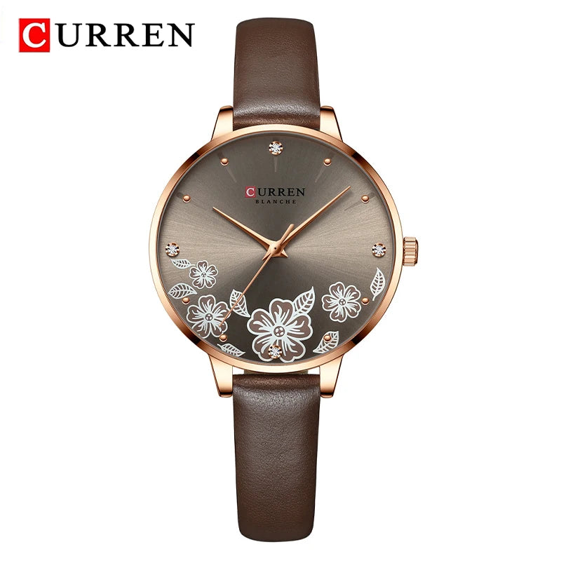 CURREN Top Brand Luxury Ladies Watches Casual Leather Clock Ultra Thin Waterproof Quartz Watch Women Fashion Bracelet Wristwatch