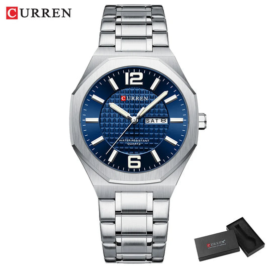 CURREN 8476 Fashion Minimalist Men's Quartz Watches Stainless Steel Band Casual Business Day-Date Dial Luminous Hands Wristwatches