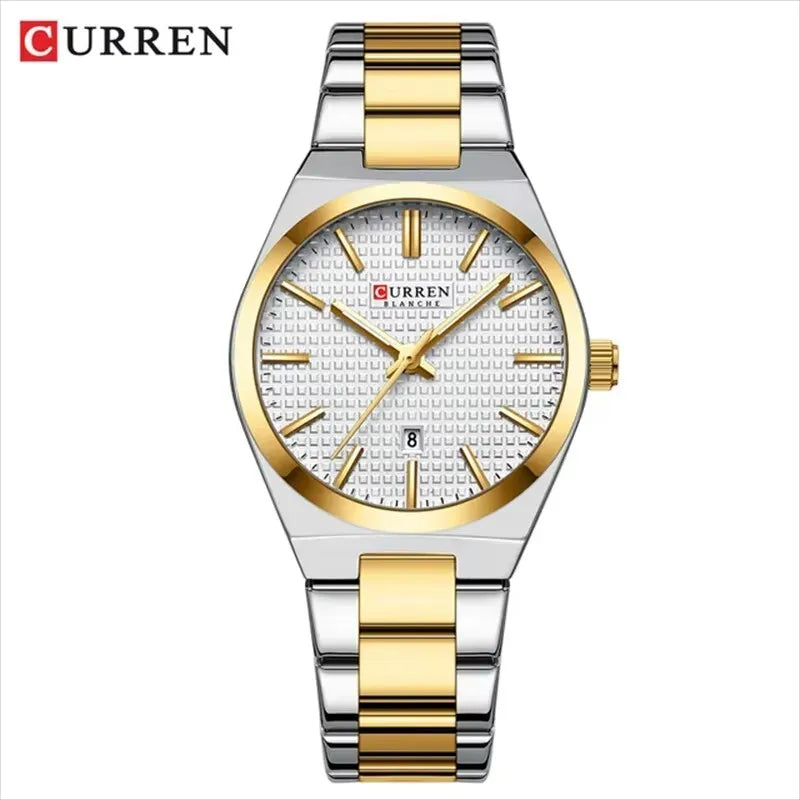 Curren 8439L Luxury Gold Green Watch For Women Original Waterproof Stainless Steel Woman Watches Simple Quartz Wristwatches