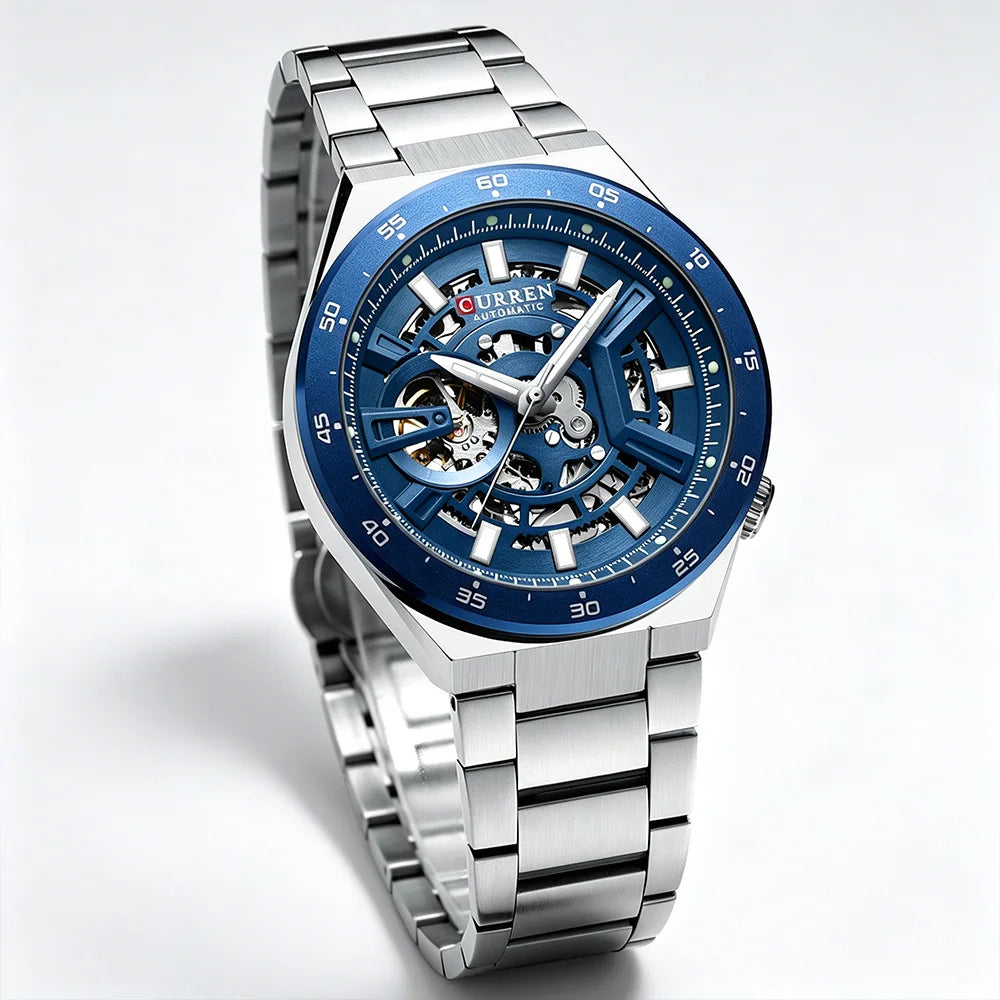 Curren 8486 Skeleton Automatic Watch - angled studio shot