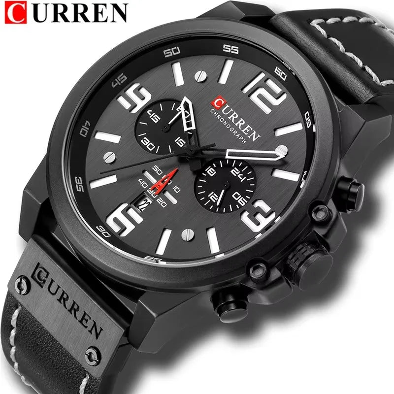 Curren 8314 Men Casual Chronograph Sport Military Calendar Quartz Wrist Watch for Man Business Leather Waterproof Male Clock