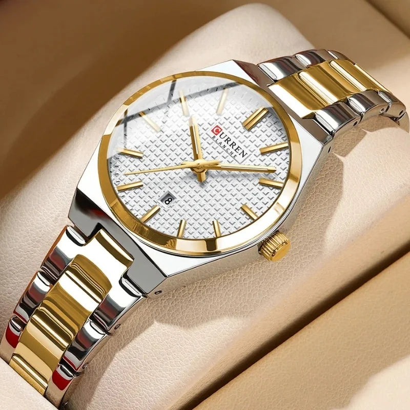 Curren 8439L Luxury Gold Green Watch For Women Original Waterproof Stainless Steel Woman Watches Simple Quartz Wristwatches