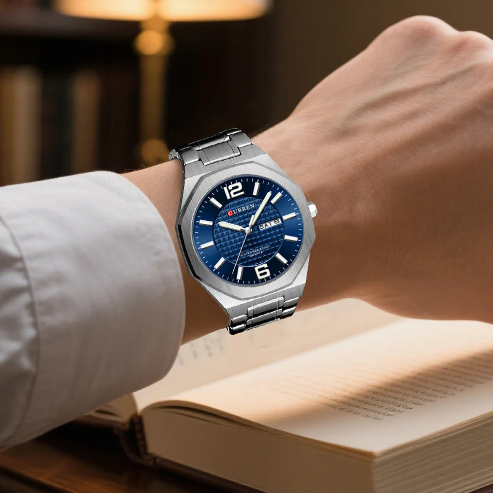CURREN 8476 Fashion Minimalist Men's Quartz Watches Stainless Steel Band Casual Business Day-Date Dial Luminous Hands Wristwatches