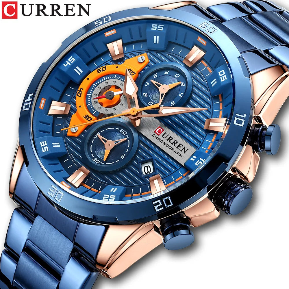 Curren 8402 Luminous Dial Chronograph angled view