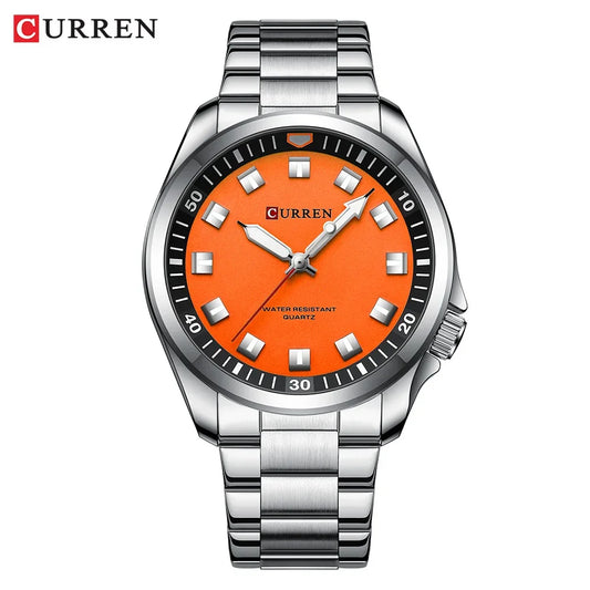 Curren Diver-Style Watch - Silver Orange