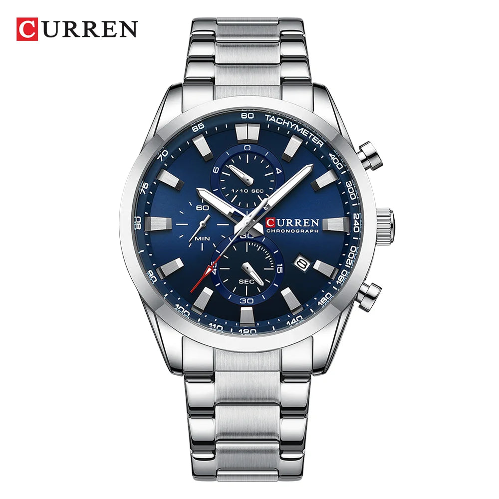 Curren Quartz Chrono Sport Watch - Silver
