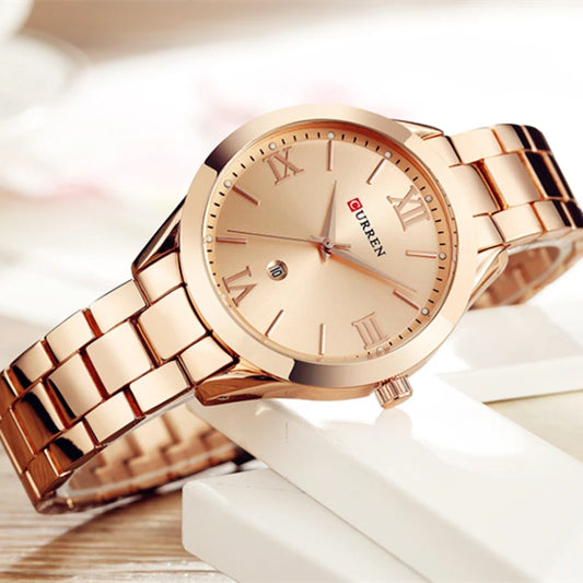 CURREN Ladies Watch For Women Fashion Retro Female Waterproof Watch Steel Quartz Watch For Women Christmas Relógio Feminino 9007