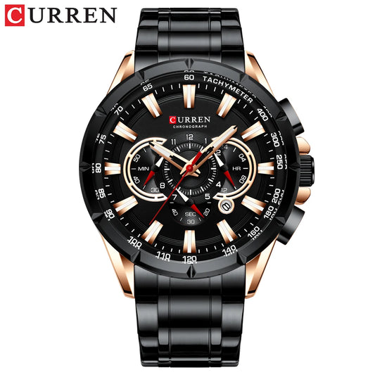 Curren 8363 Casual Sport Chronograph - Rose Black