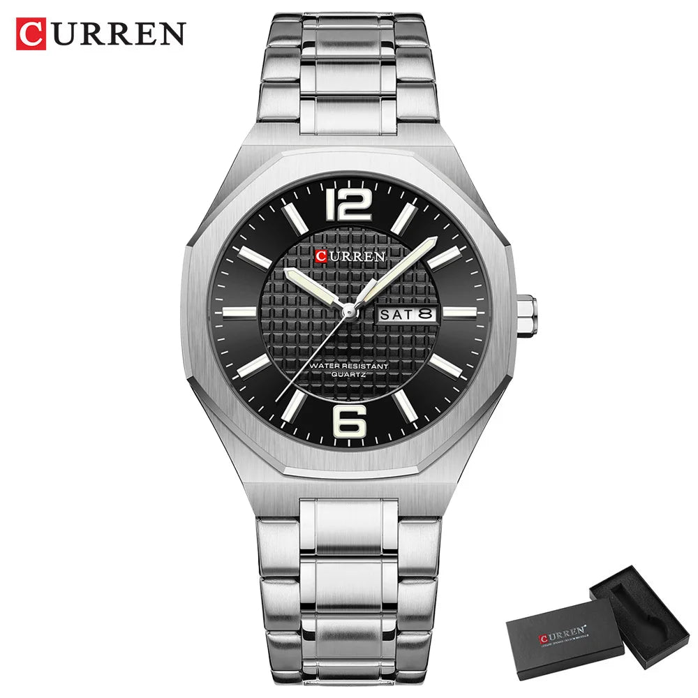 CURREN 8476 Fashion Minimalist Men's Quartz Watches Stainless Steel Band Casual Business Day-Date Dial Luminous Hands Wristwatches