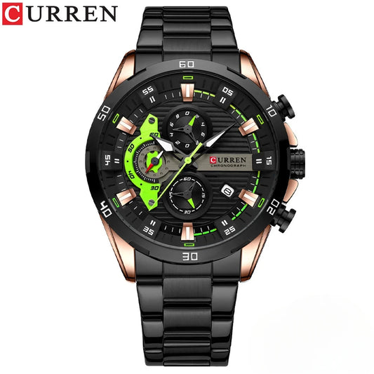 CURREN 8402 Top Brand Men's Stainless Steel Waterproof Quartz Watches Multi functional Date Three Needle Quartz Watches for Men