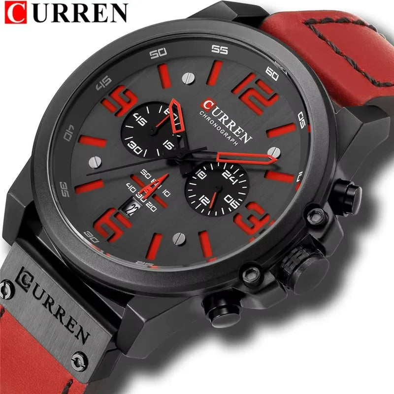 Curren 8314 Men Casual Chronograph Sport Military Calendar Quartz Wrist Watch for Man Business Leather Waterproof Male Clock