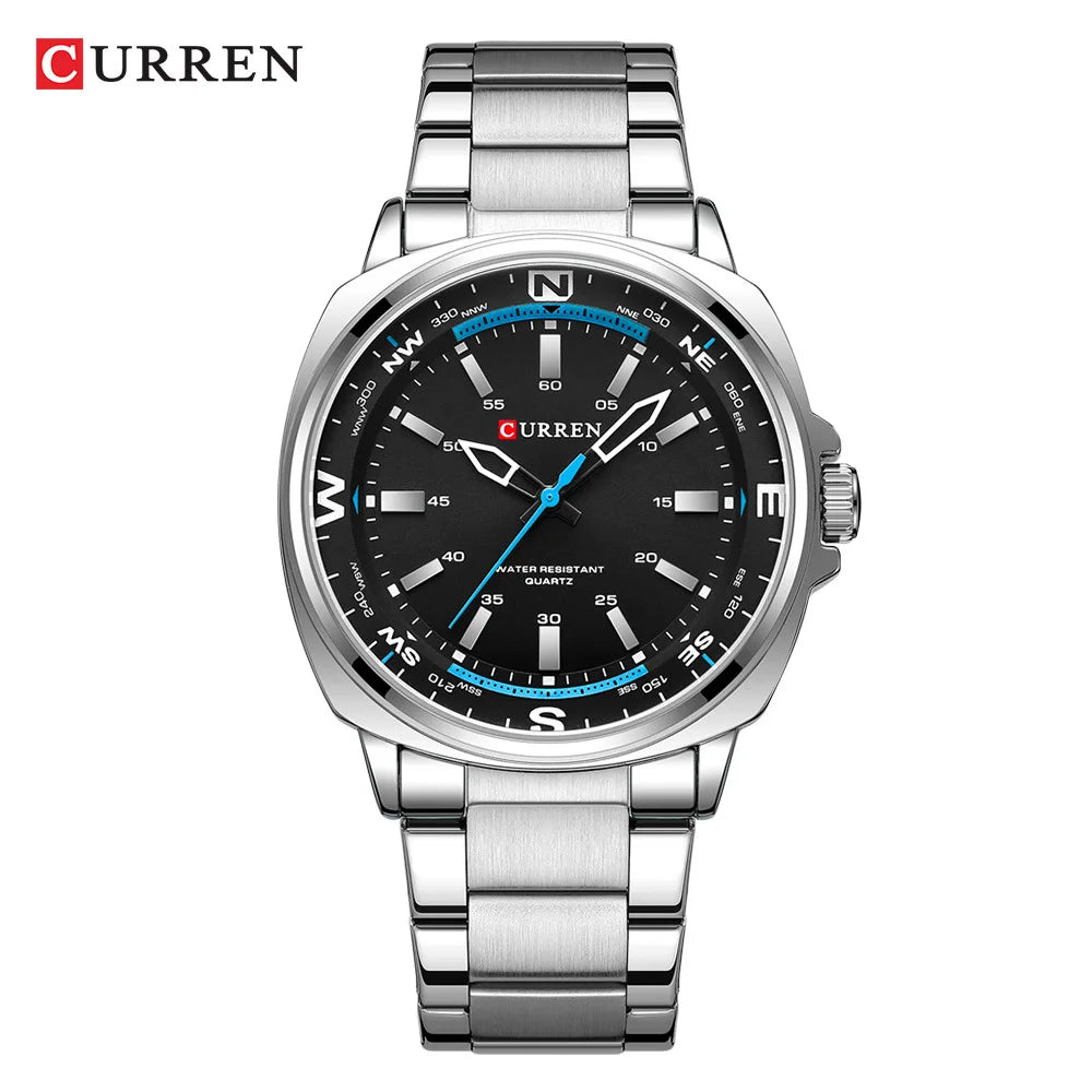 CURREN 8455 Casual Men's Quartz Watch Brand Sports Fashion Waterproof Stainless Steel Strap Creative Male Clock Business Watches