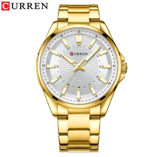 CURREN 8424 New Elegant Men's Quartz Watches Luxury Gold Waterproof Clock Stainless Steel Strap Leisure Business Man Wristwatch