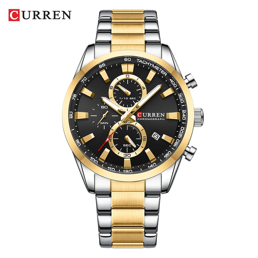 Curren Quartz Chrono Sport Watch - Gold Black
