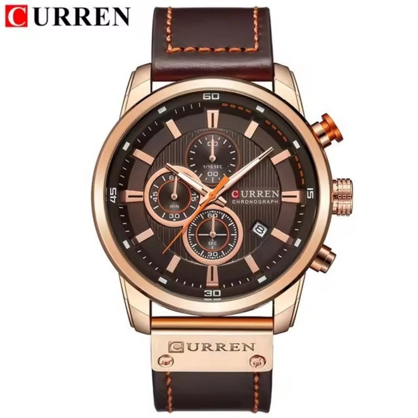 CURREN Men Quartz Watch Alloy Case Soft Leather Strap Multifunctional Calendar  Business Casual Wristwatch Gift for Gentlemen