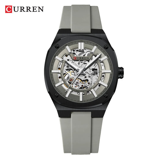 Curren Skeleton Automatic Watch - Gray