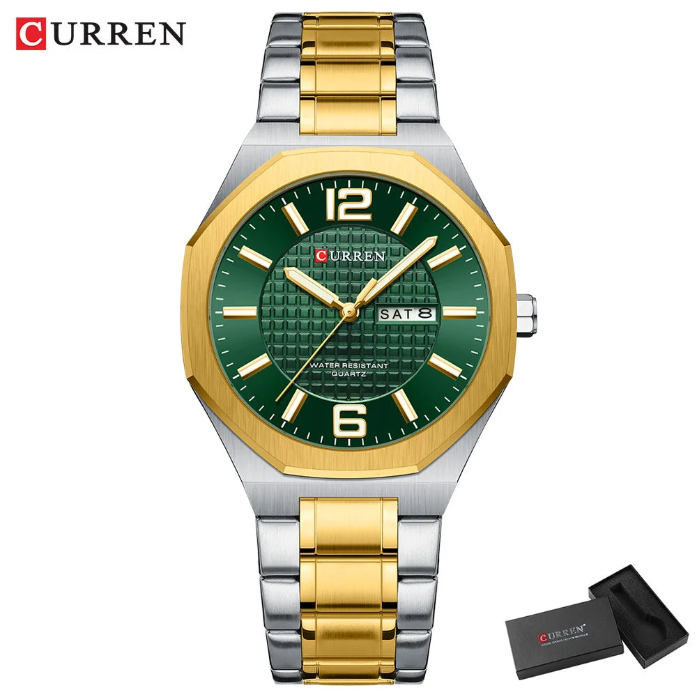 CURREN 8476 Fashion Minimalist Men's Quartz Watches Stainless Steel Band Casual Business Day-Date Dial Luminous Hands Wristwatches