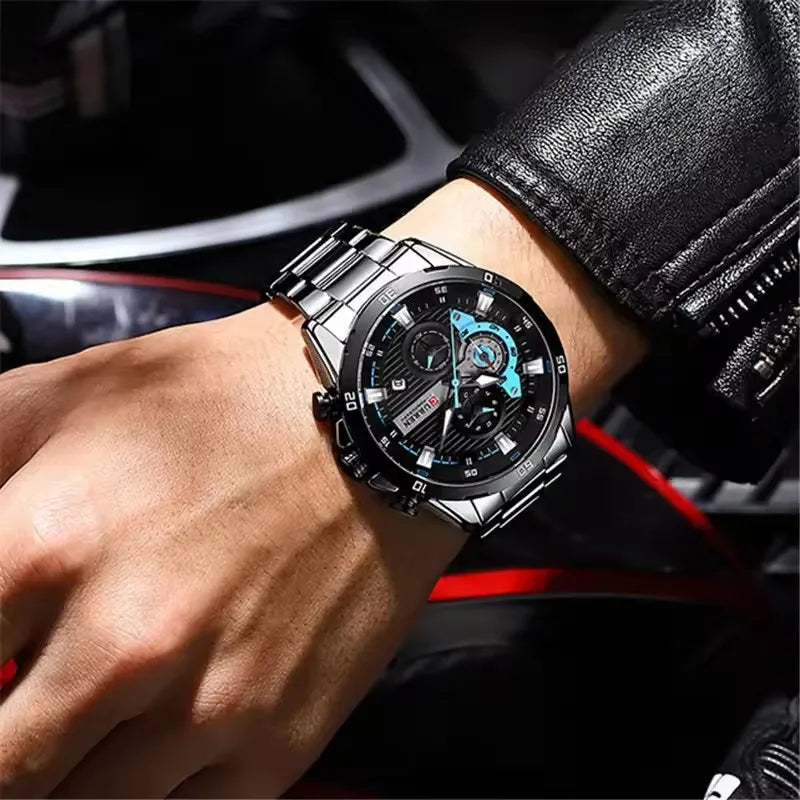 Curren 8402 Luminous Dial Chronograph wrist-worn shot