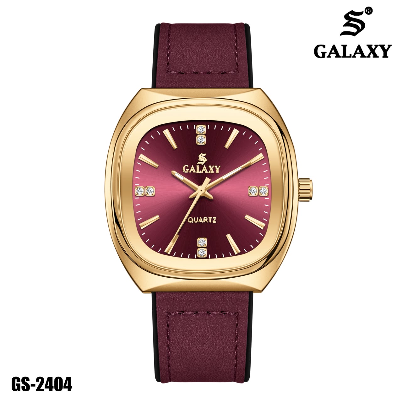 S Galaxy GS-2404 men's watch - Gold Burgundy