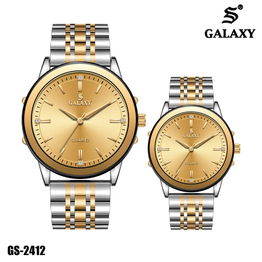 S Galaxy GS-2412 couple watch - Silver Gold