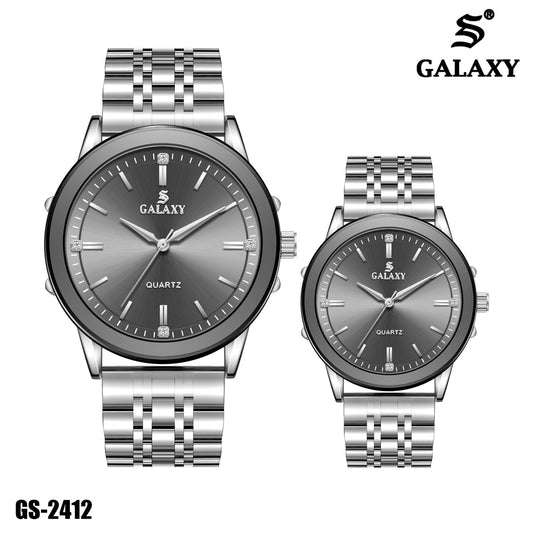S Galaxy GS-2412 couple watch - Silver Grey