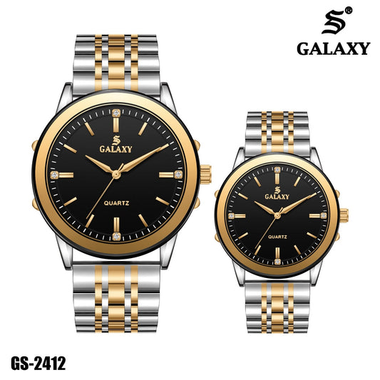 S Galaxy GS-2412 couple watch - Two-Tone Black