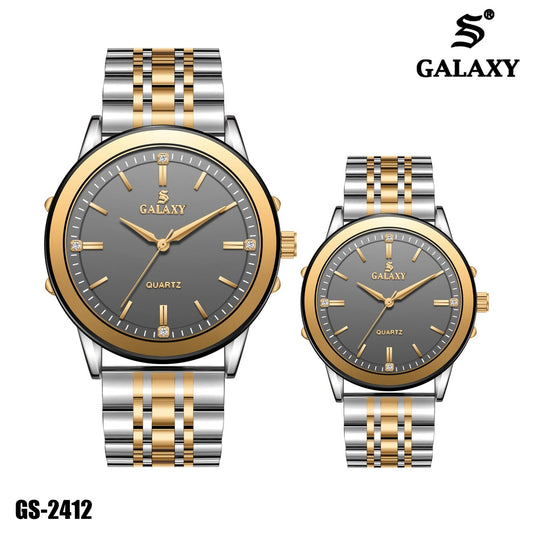S Galaxy GS-2412 couple watch - Two-Tone Grey