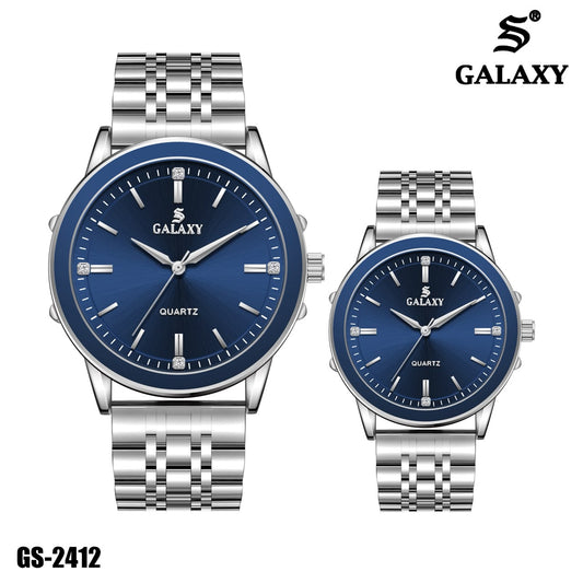 S Galaxy GS-2412 couple watch - Silver Blue