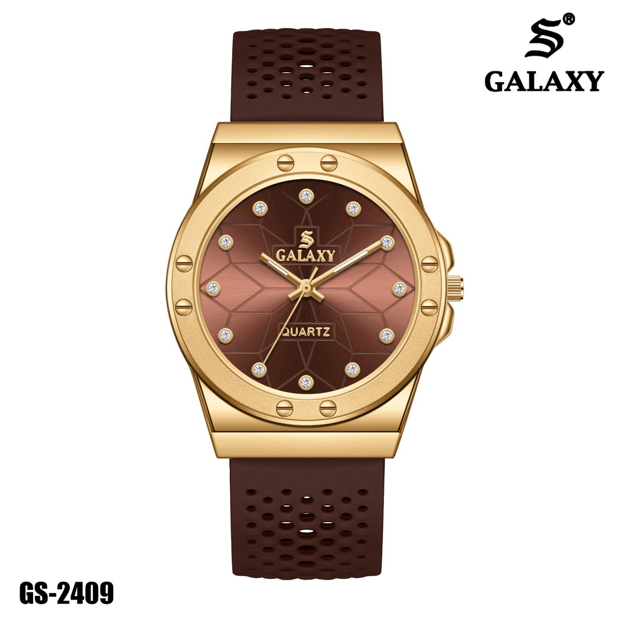 S Galaxy GS-2409 unisex watch - Gold Brown