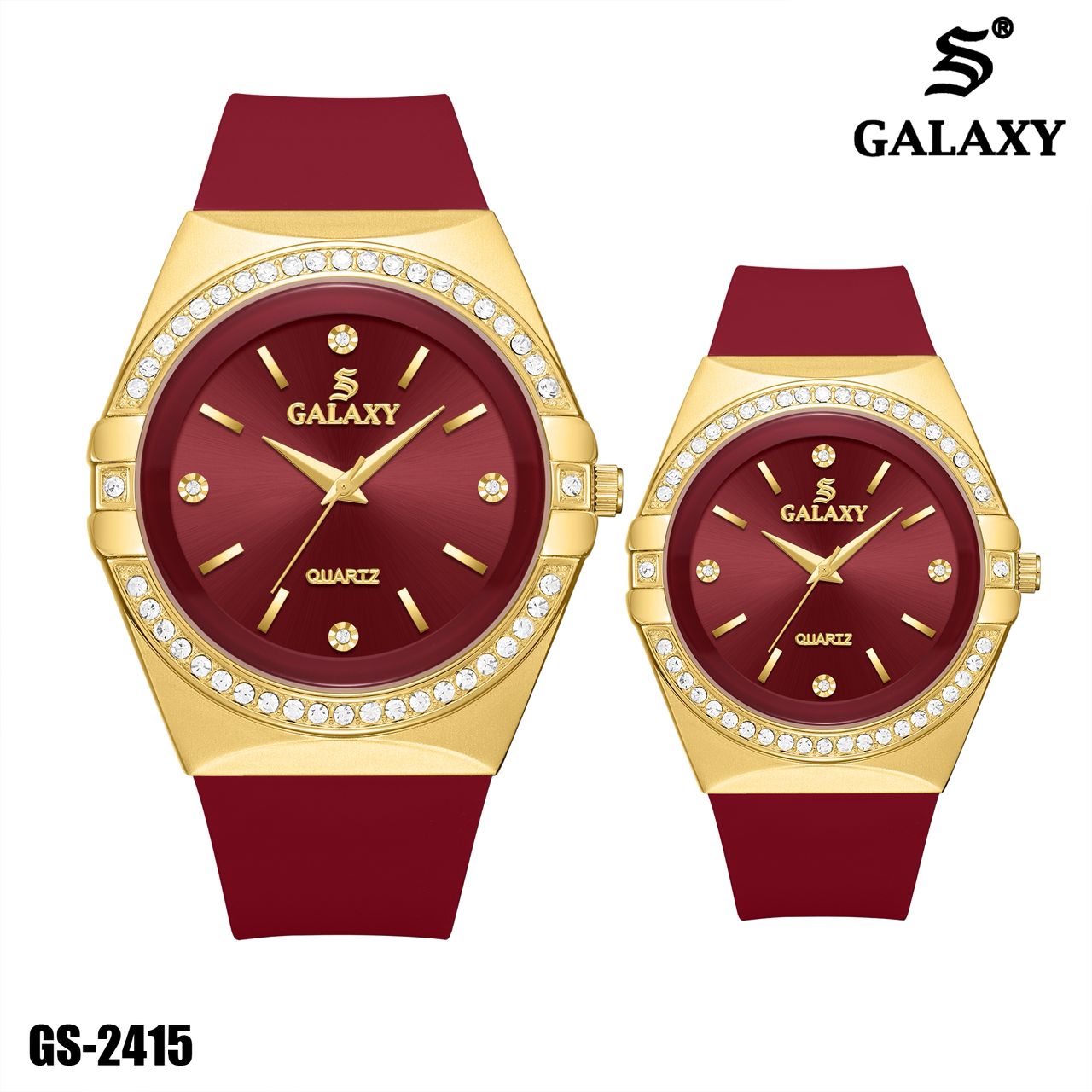 S Galaxy GS-2415 couple watch set - Maroon Gold