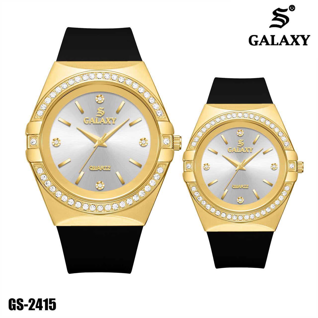 S Galaxy GS-2415 couple watch set - Silver Gold