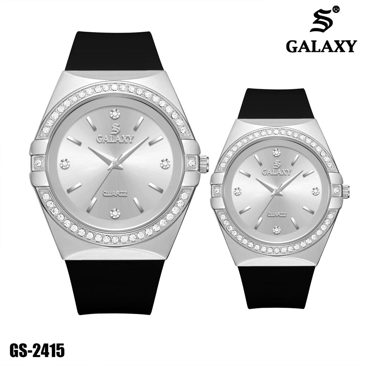 S Galaxy GS-2415 couple watch set - Full Silver