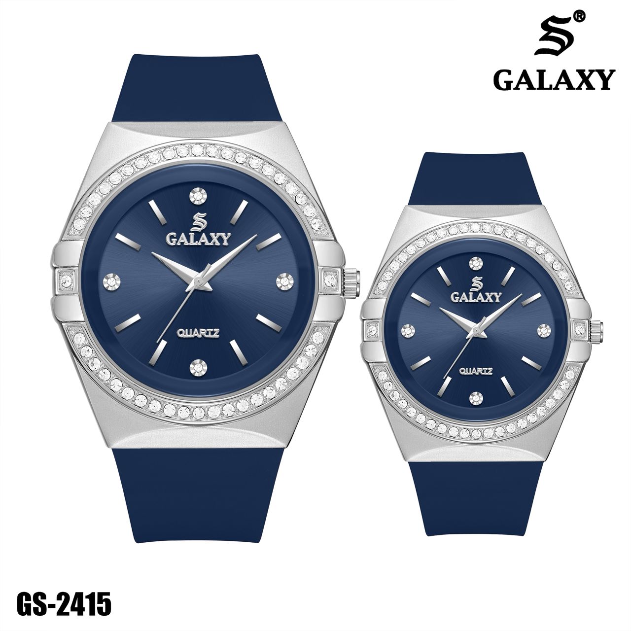 S Galaxy GS-2415 couple watch set - Blue Silver