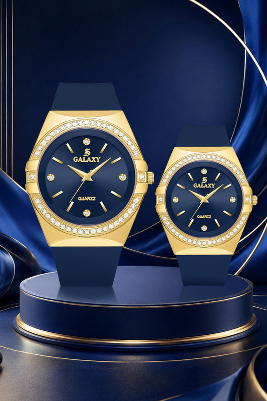 S Galaxy GS-2415 couple watch set - Blue Gold styled shot